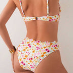 Damen Blumendekorierter Hochschnitt-Bikini R&B