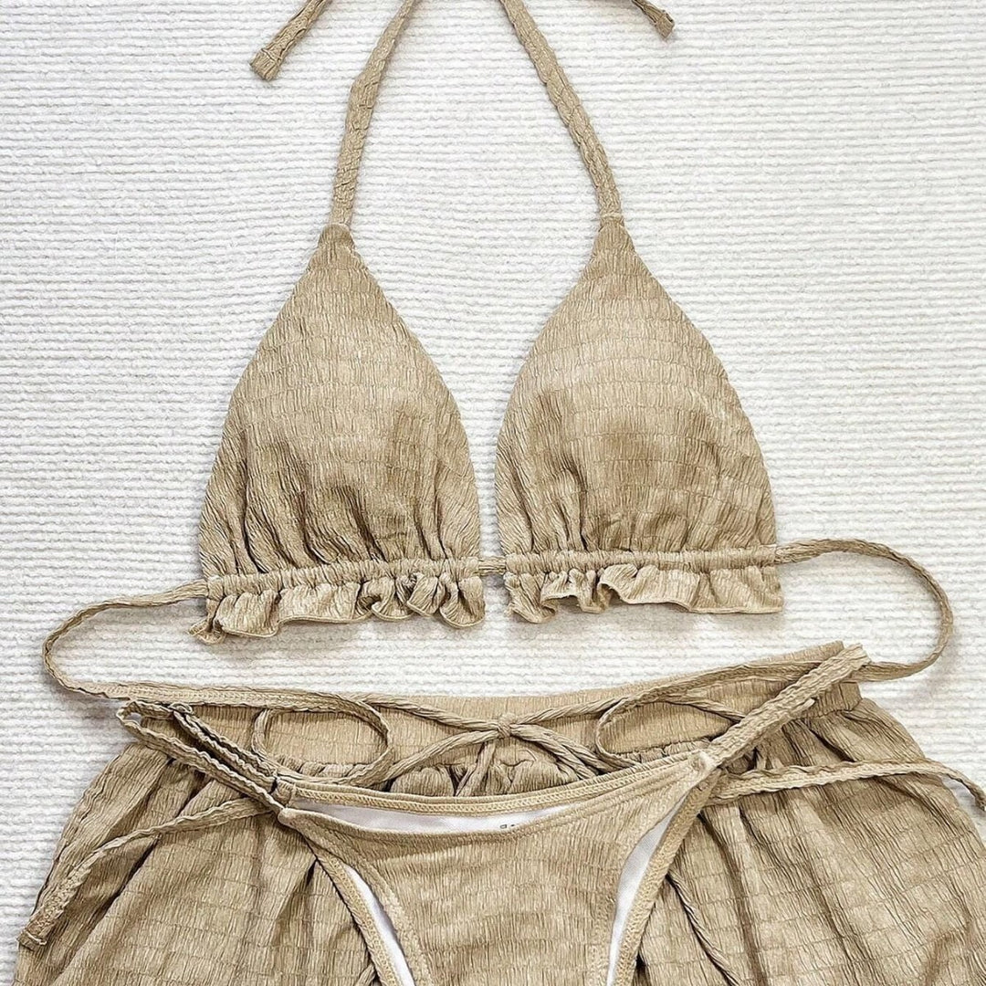Damen Triangel-Bikini-Set mit lässigen Shorts R&B