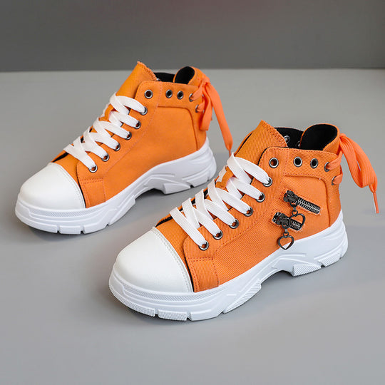 Damen modische High-Top Sneakers mit Reißverschluss und robustem Profil R&B