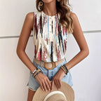 Damen Crop-Top mit Knopfleiste und modernem Grafikdesign R&B