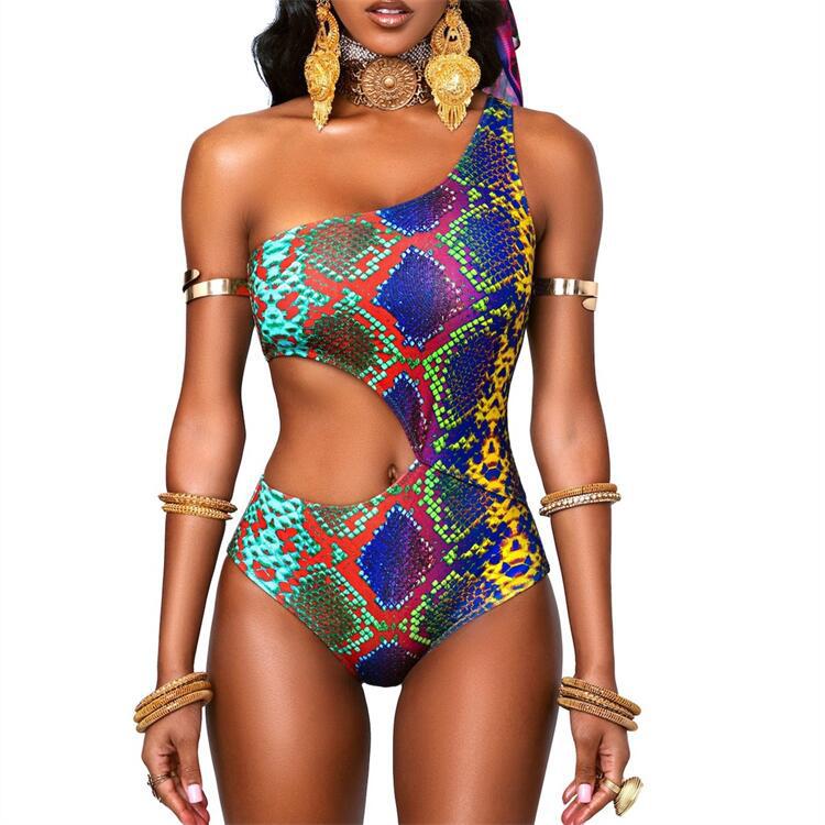 Damen asymmetrischer Cut-Out Badeanzug R&B