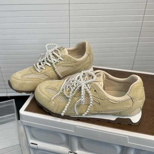 Damen Sportliche Sneaker mit atmungsaktivem Mesh und luxuriösem Veloursleder R&B