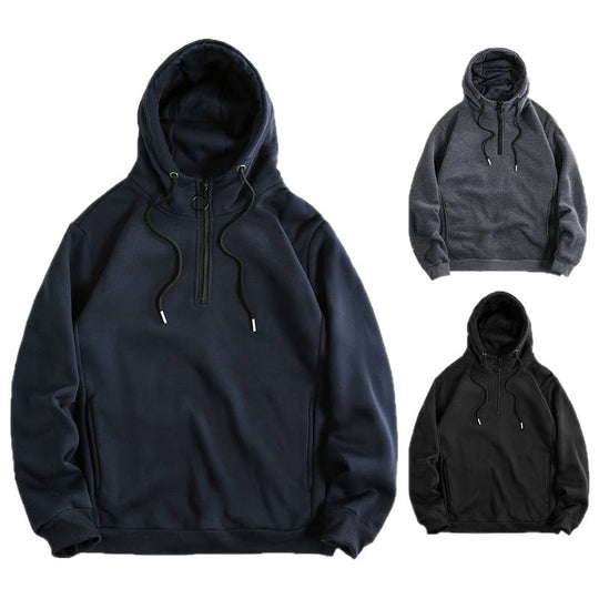 Damen Modischer Kapuzenpullover mit halbem Reißverschluss und weichem Innenfutter R&B