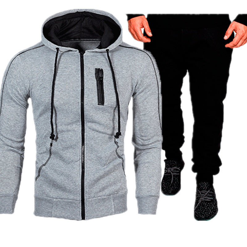 Herren sportliches Kapuzenjacken- und Jogginghosen-Set R&B