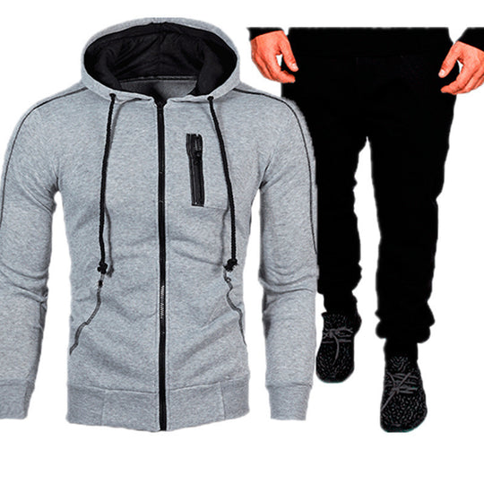 Herren sportliches Kapuzenjacken- und Jogginghosen-Set R&B