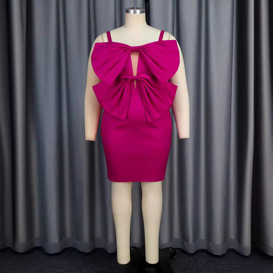 Damen figurbetontes Kleid mit voluminösen Schleifen R&B