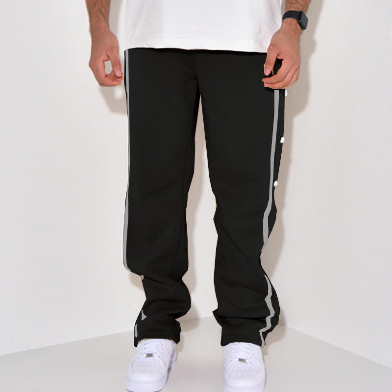 Herren Sportliche Jogginghose mit Druckknopf-Detail und seitlichen Taschen R&B