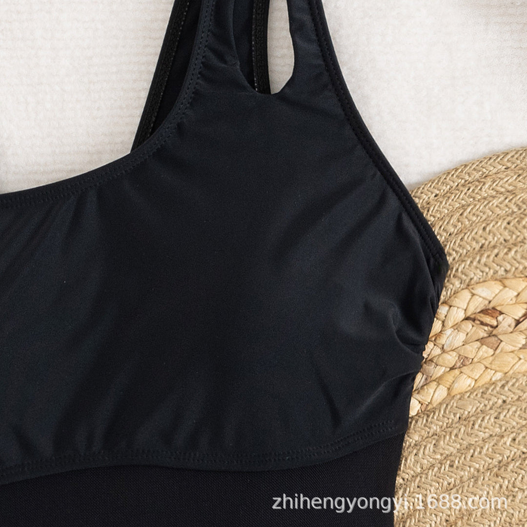 Damen Eleganter Badeanzug mit asymmetrischem Design und praktischer Wickelrock R&B