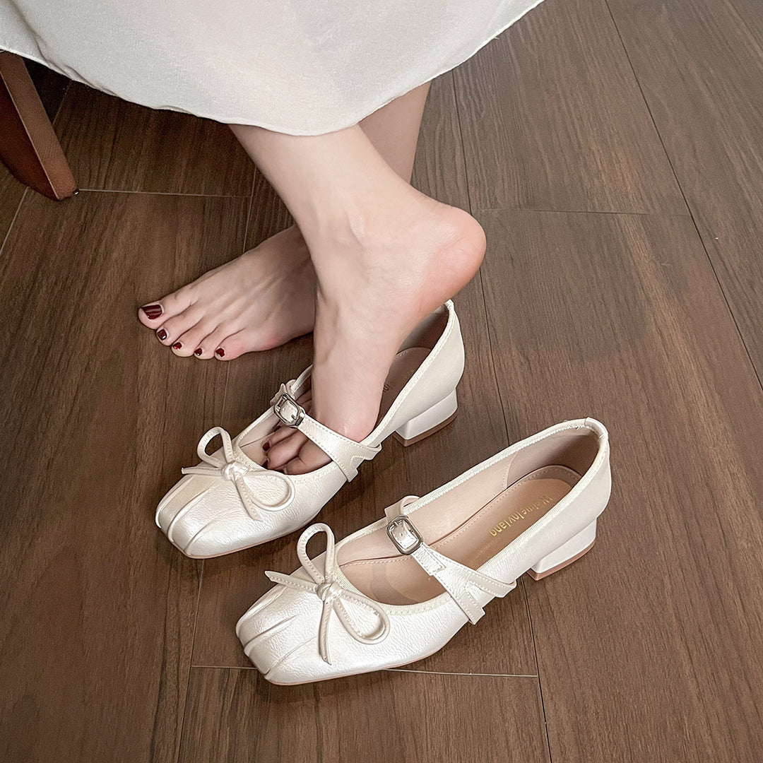 Damen Ballerinas mit dekorativem Riemchen und komfortablem Blockabsatz R&B