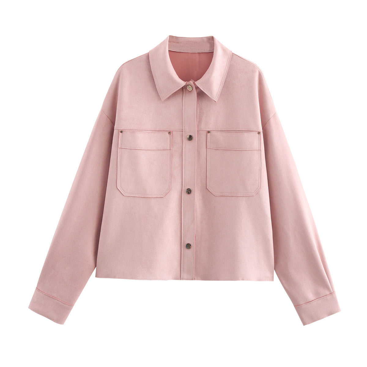 Damen lässige Jacke mit doppelten Brusttaschen und elegantem Kragen R&B