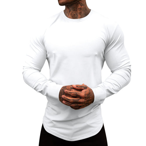 Herren Langarm-T-Shirt aus atmungsaktivem Baumwollmix mit elegantem Schnitt R&B
