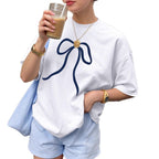 Damen Oversized T-Shirt mit elegantem Schleifenmotiv R&B