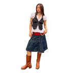 Damen Denim-Weste mit eleganten Knopfdetails und modernen Taschen R&B