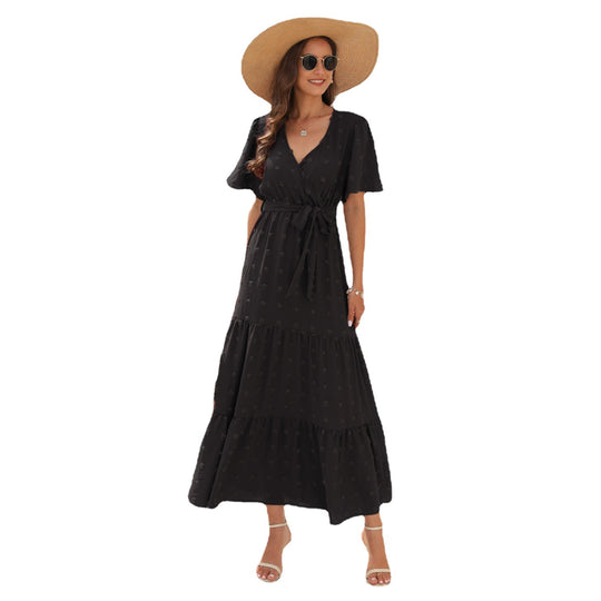 Damen Maxikleid mit fließendem Schnitt und femininem Wickeldesign R&B