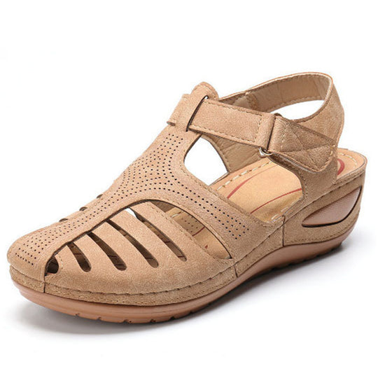 Damen Bequeme Sommer-Sandalen mit praktischem Klettverschluss und atmungsaktiven Ausschnitten R&B