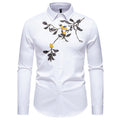 Herren elegantes Langarmhemd mit floraler Stickerei