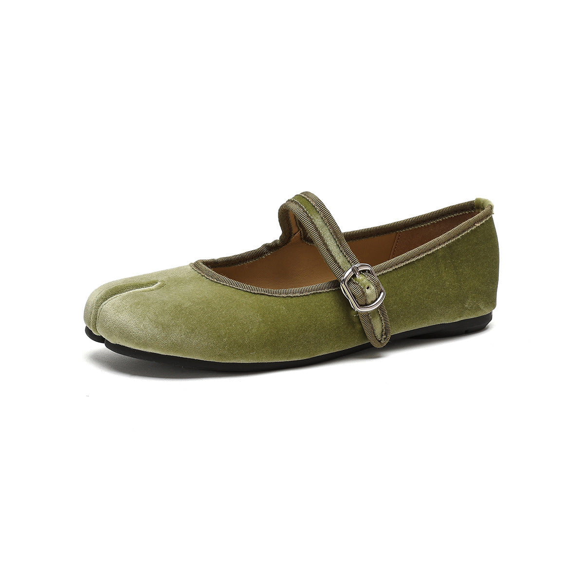 Damen Ballerinas mit luxuriösem Samt und stilvollem Riemen