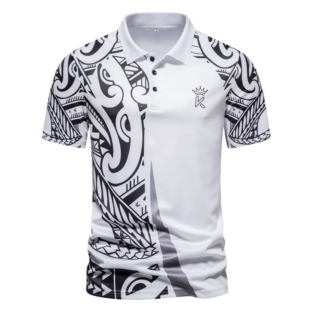Herren Poloshirt mit modernem tribal Design und atmungsaktiver Funktionalität R&B