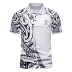 Herren Poloshirt mit modernem tribal Design und atmungsaktiver Funktionalität