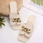 Damen Elegante Mules mit dekorativem Ketten-Design R&B