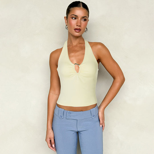 Damen Neckholder-Top mit dekorativem Schlitz und raffiniertem Design R&B