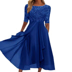 Damen Abendkleid mit elegantem Stickdesign und fließendem Rock R&B