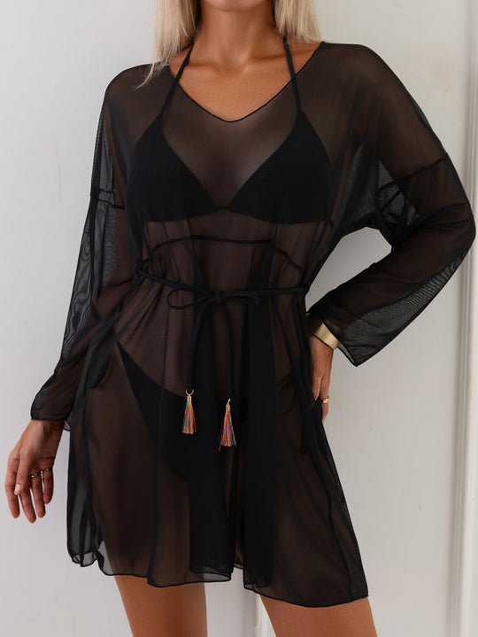 Damen transparenter Strandüberwurf R&B