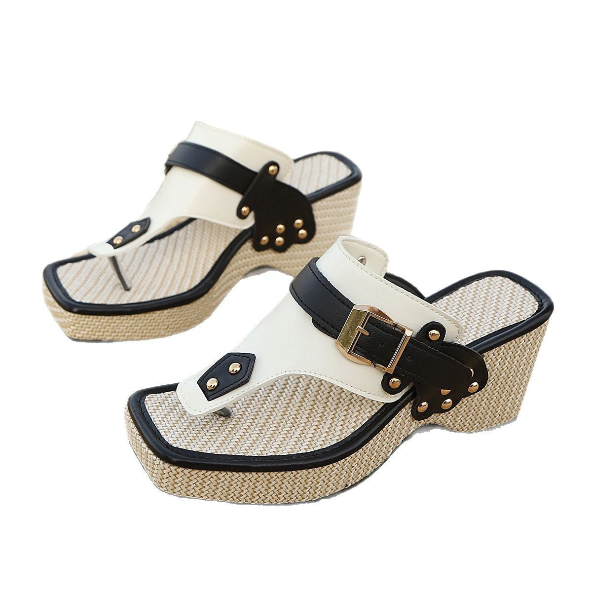 Damen Wedge-Sandaletten mit modischem Riemendesign und dekorativem Schnallenverschluss R&B