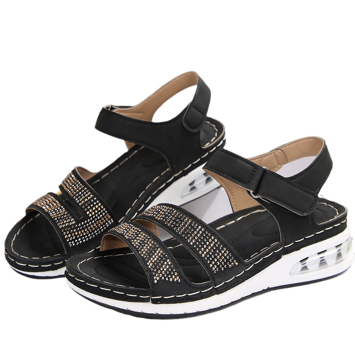 Damen bequeme Sandalen mit glitzernden Akzenten R&B