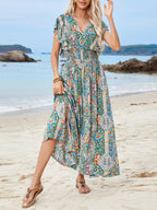 Damen Maxi-Kleid mit voluminösen Ärmeln und Paisley-Muster R&B