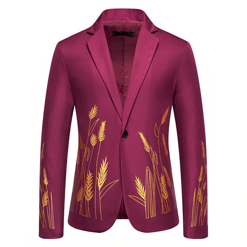 Damen Eleganter Blazer mit kunstvollem Pflanzenmuster und feiner Textur R&B