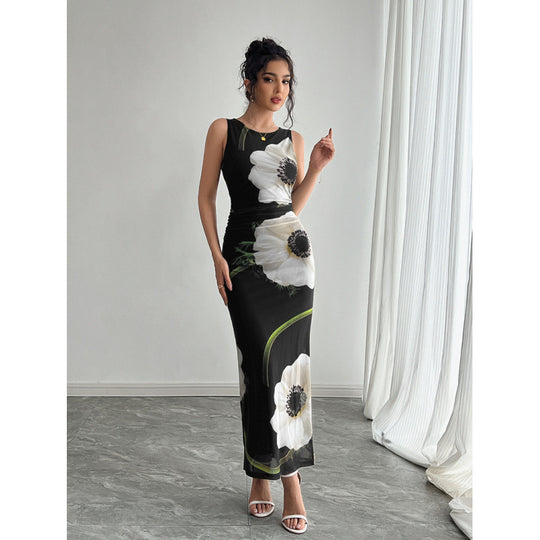 Damen Maxikleid mit floraler Druckgestaltung und figurbetontem Schnitt R&B