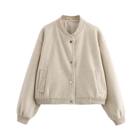 Damen sportliche Bomberjacke mit seitlichen Eingrifftaschen und elastischen Bündchen R&B