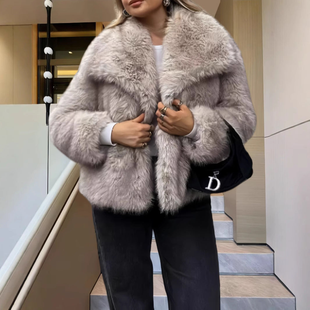 Damen Modische Kunstpelzjacke R&B