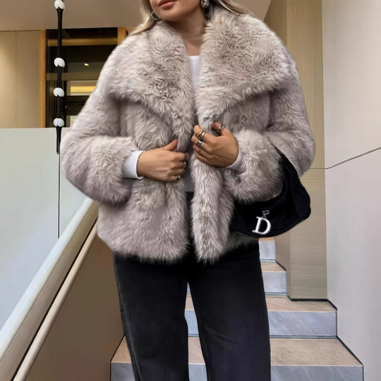 Damen Modische Kunstpelzjacke R&B