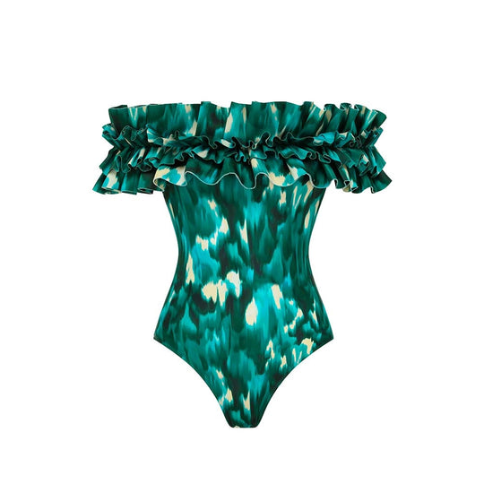 Damen Einteiliger Badeanzug mit raffinierter Cut-Out-Optik und dekorativem Schmuck R&B