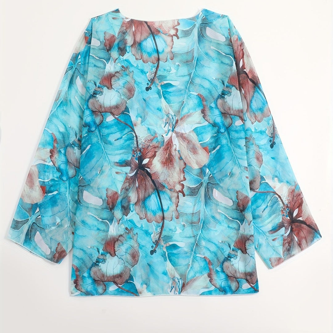 Damen transparenter Strandoberteil mit floralem Muster R&B