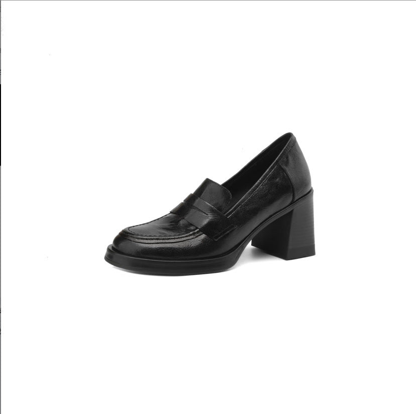 Damen elegante Blockabsatz Loafers mit modischer Schnallenakzent