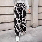 Damen Weit geschnittene Chiffon-Hosen mit modernem Grafikmuster R&B