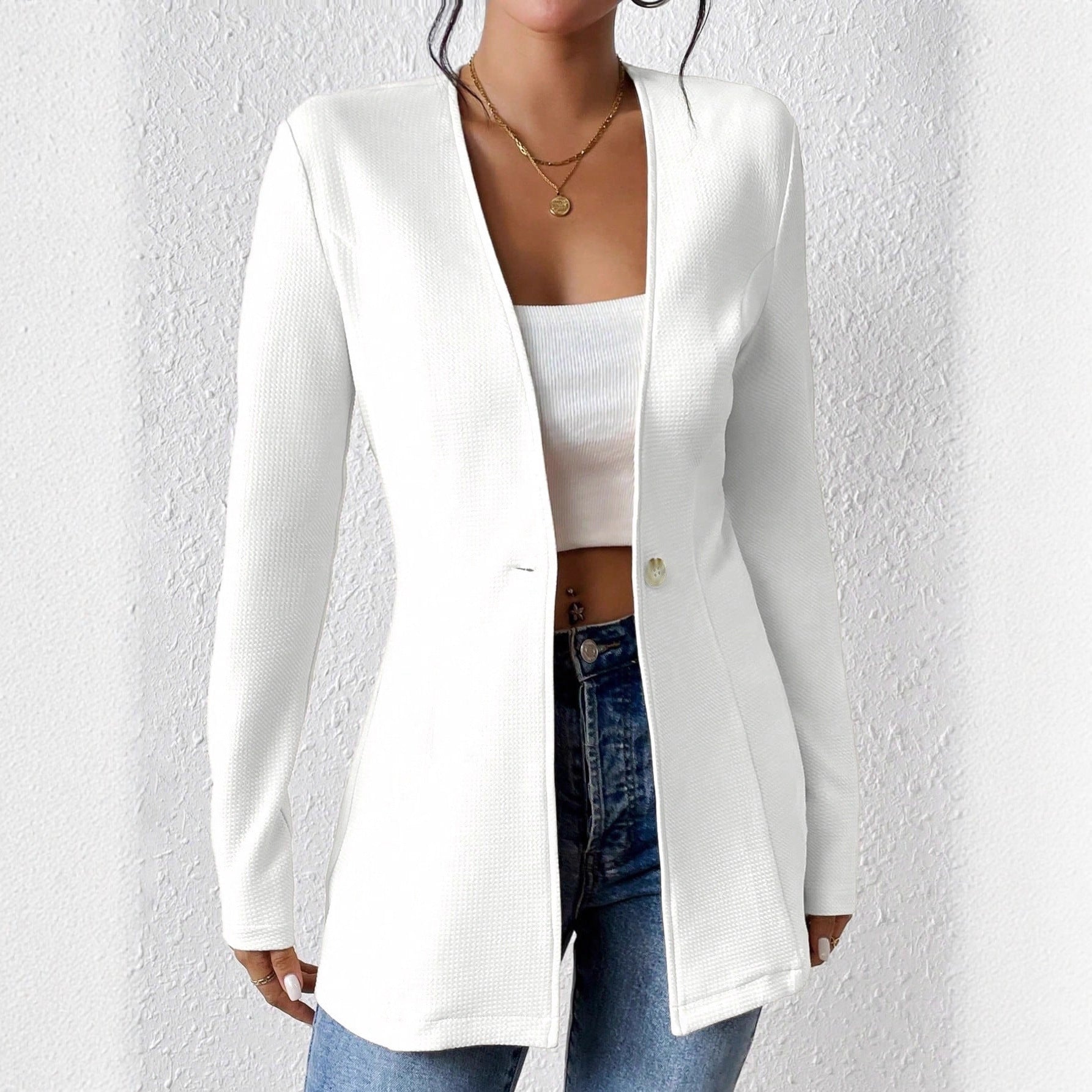 Damen elegante Blazerjacke mit asymmetrischem Schnitt R&B