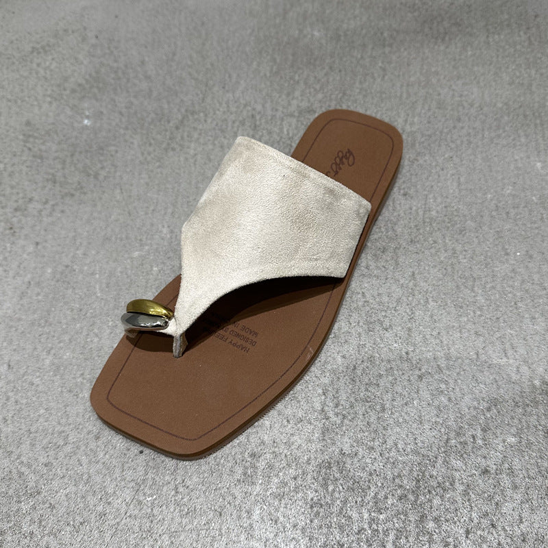 Damen Zehentrenner-Sandalen mit modischem Riemendesign und edlem Akzent R&B