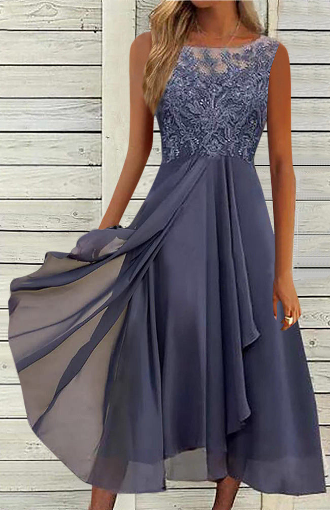 Damen elegante Cocktailkleid mit kunstvollen Spitzenakzenten R&B