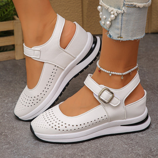 Damen sportliche Plateau-Sandalen mit verstellbaren Riemen und ergonomischer Sohle R&B