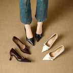 Damen elegante spitze Pumps mit modischem Schnallenakzent