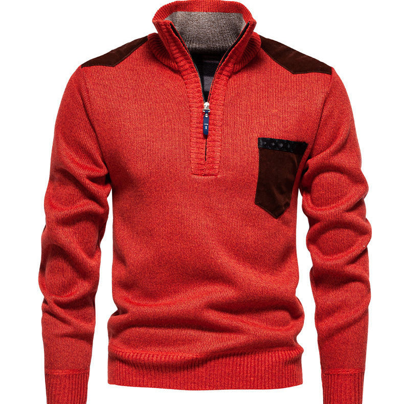Herren Pullover mit halbhohem Kragen und modischen Akzenten R&B