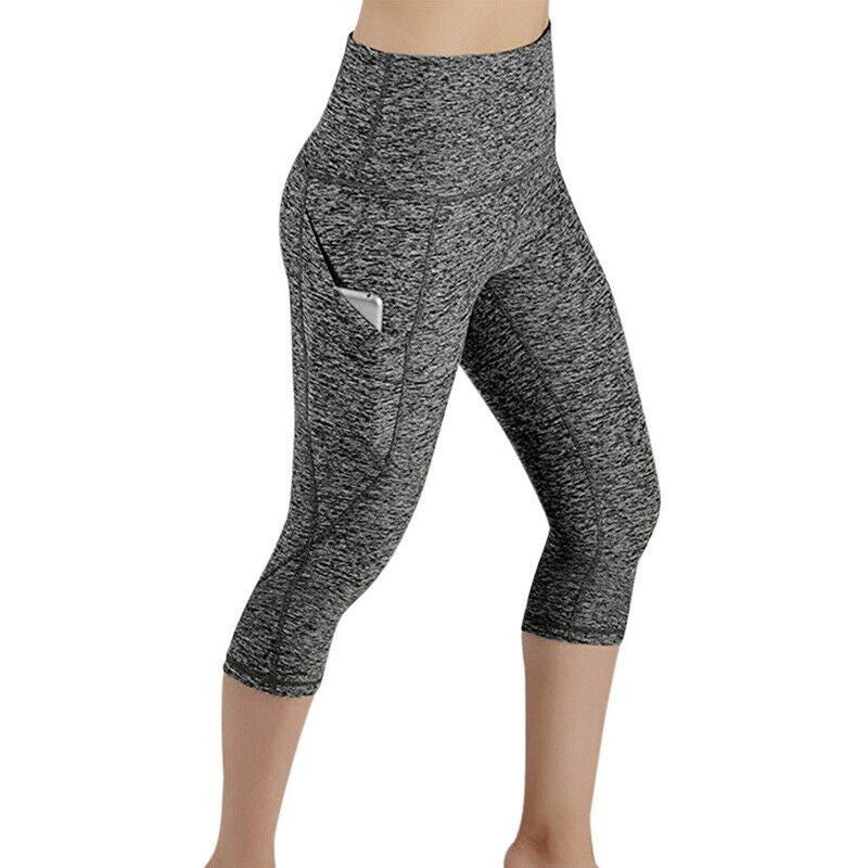 Damen Sportliche Capri-Leggings mit Seitentaschen und hohem Bund R&B