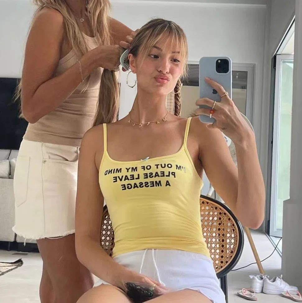 Damen Spaghetti-Trägershirt mit witzigem Aufdruck R&B