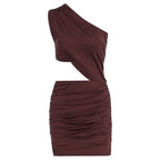 Damen figurbetontes Minikleid mit asymmetrischem Design und raffinierten Drapierungen R&B