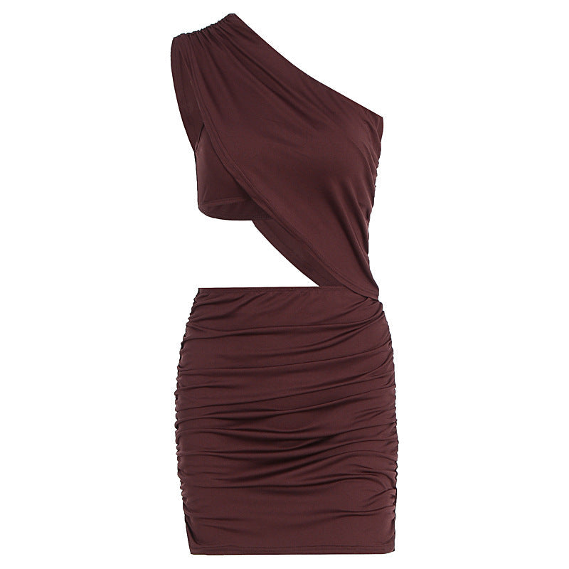 Damen figurbetontes Minikleid mit asymmetrischem Design und raffinierten Drapierungen R&B