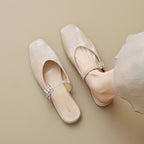 Damen elegante Slingback Ballerinas mit modischem Schnallenakzent